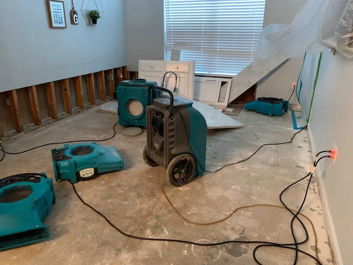 Dehumidifier in flood-cut room for Water Damage Restoration in Yakima
